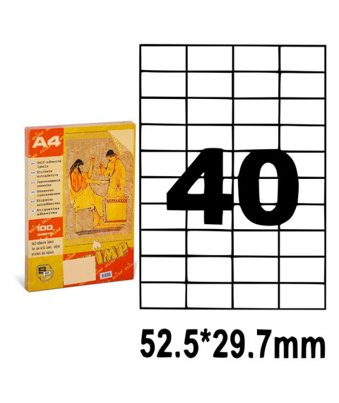 Etichete autoadezive A4, 52.5×29.7 mm, 40 pe coală, 100 foi